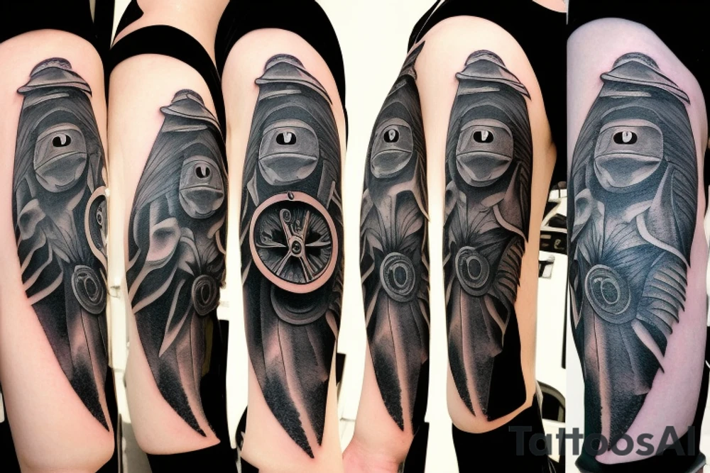 plague doctor sleeve tattoo idea