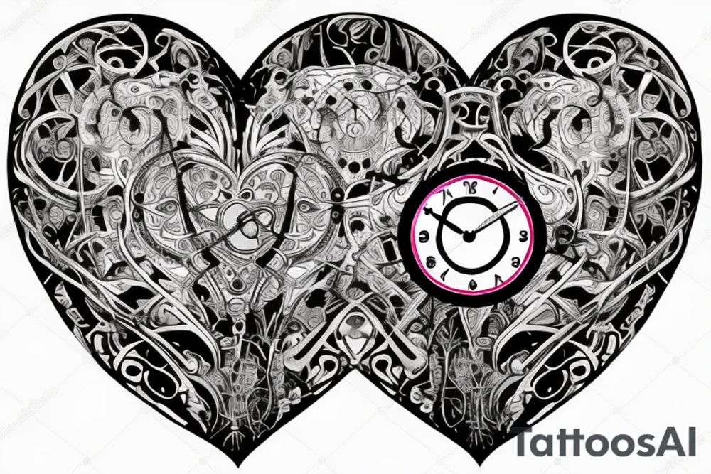 heart with a clock tattoo idea