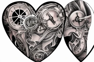 realistic looking heart with clockwork and tears in the skin tattoo idea