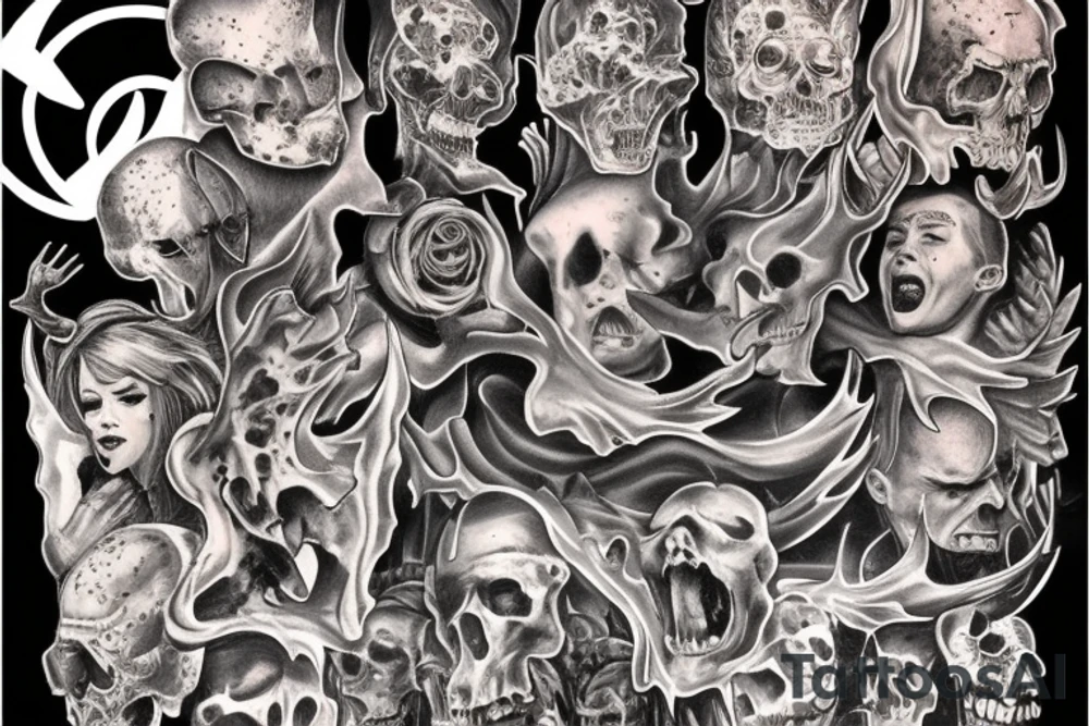 Large hell scene tattoo idea