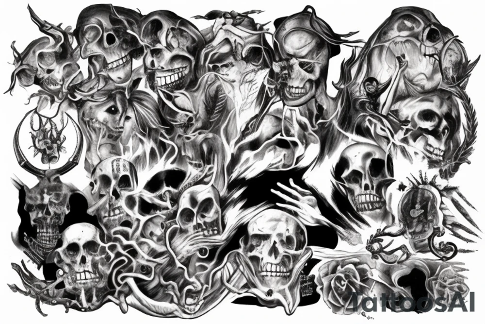 Large hell scene tattoo idea