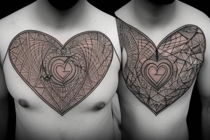 heart with clock-work on the chest tattoo idea