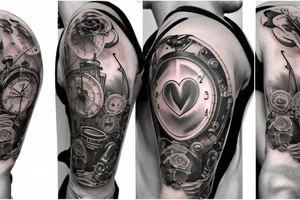 heart on the heart with steampunk look tattoo idea