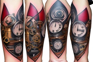 heart on the heart with steampunk look tattoo idea