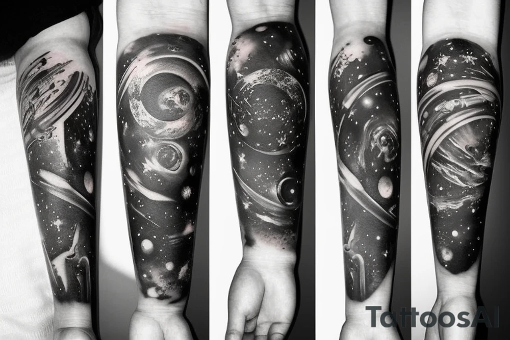 deep space forearm tattoo tattoo idea