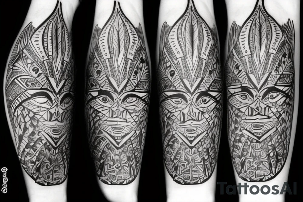 Colorful mola puffin tattoo idea