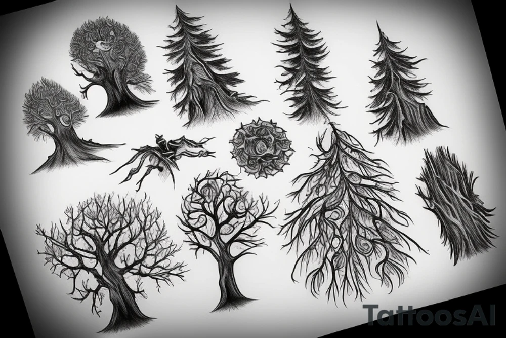 broken redwood tree tattoo idea