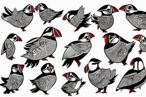 Puffin bird with mola art inside tattoo idea