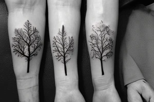 tree tattoo that represents this poem
"And they were like two seedlings.
Planted from the same fruit.
Apart.
But ever growing towards each other.
Each was an extension of the other." tattoo idea