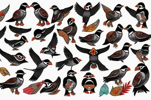 Puffin bird with mola art inside tattoo idea