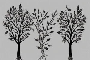 tree tattoo that represents this poem
"And they were like two seedlings.
Planted from the same fruit.
Apart.
But ever growing towards each other.
Each was an extension of the other." tattoo idea