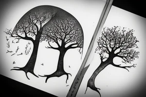 tree tattoo that represents this poem
"And they were like two seedlings.
Planted from the same fruit.
Apart.
But ever growing towards each other.
Each was an extension of the other." tattoo idea