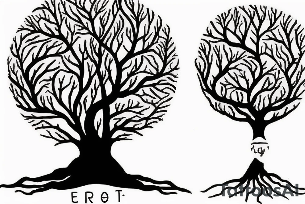 tree tattoo that represents this poem
"And they were like two seedlings.
Planted from the same fruit.
Apart.
But ever growing towards each other.
Each was an extension of the other." tattoo idea