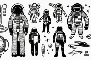 fine line tattoo girl silhouette astronaut tattoo idea