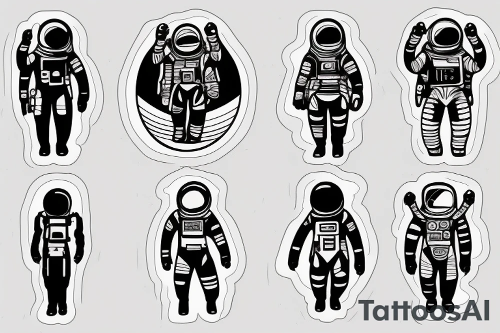 fine line girl silhouette astronaut tattoo idea
