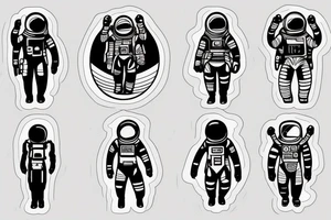 fine line girl silhouette astronaut tattoo idea
