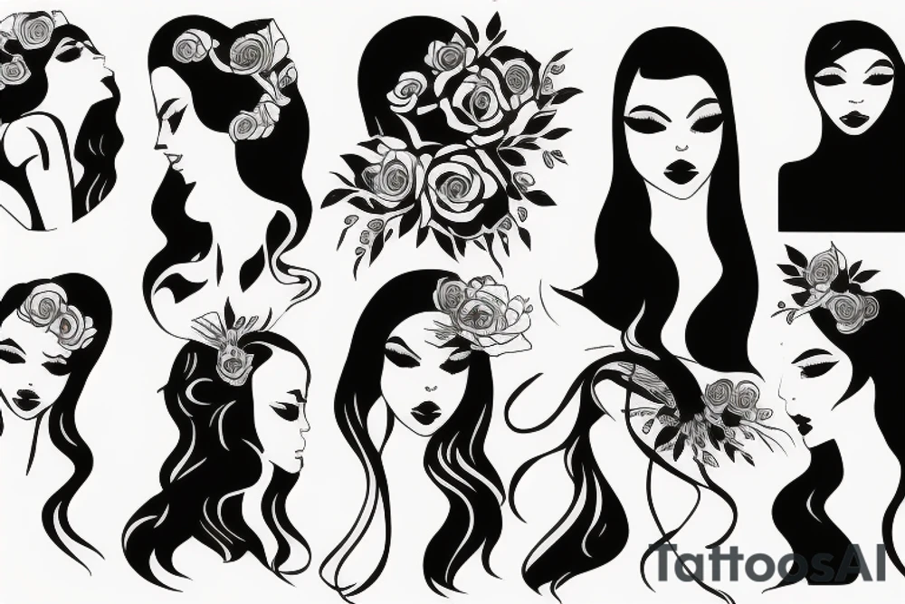 fine line girl silhouette tattoo idea