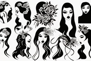 fine line girl silhouette tattoo idea