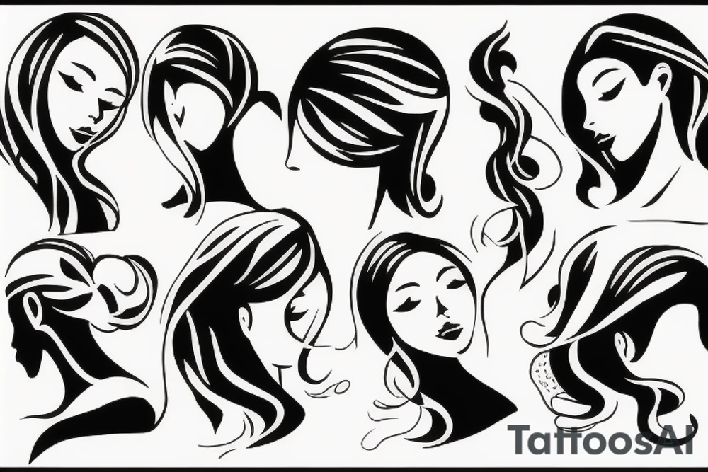 fine line girl silhouette tattoo idea