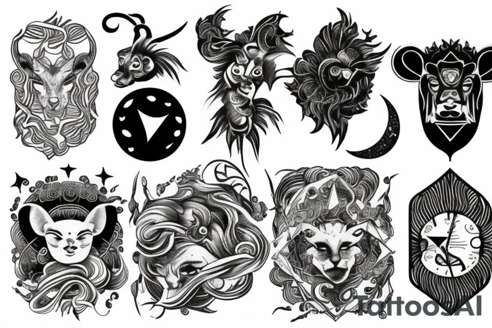 Leo sun, Gemini moon, Aries ascendant tattoo idea