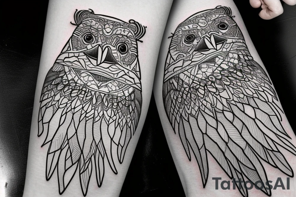 Puffin bird with colorful mola art inside tattoo idea