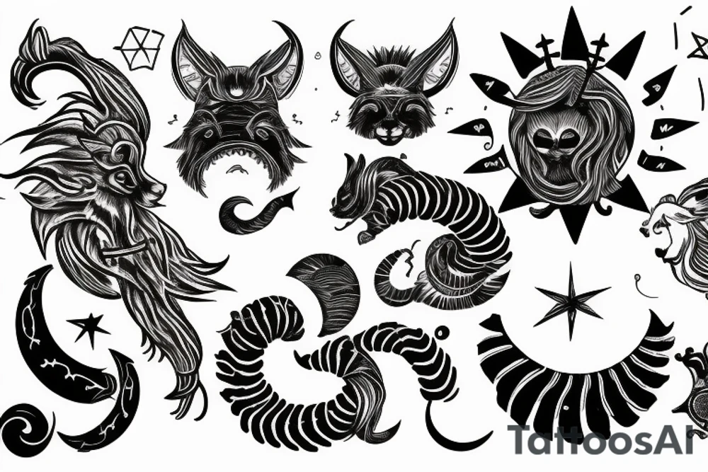 Leo sun, Gemini moon, Aries ascendant tattoo idea