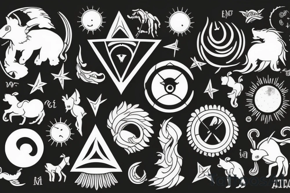 Leo sun, Gemini moon, Aries ascendant tattoo idea