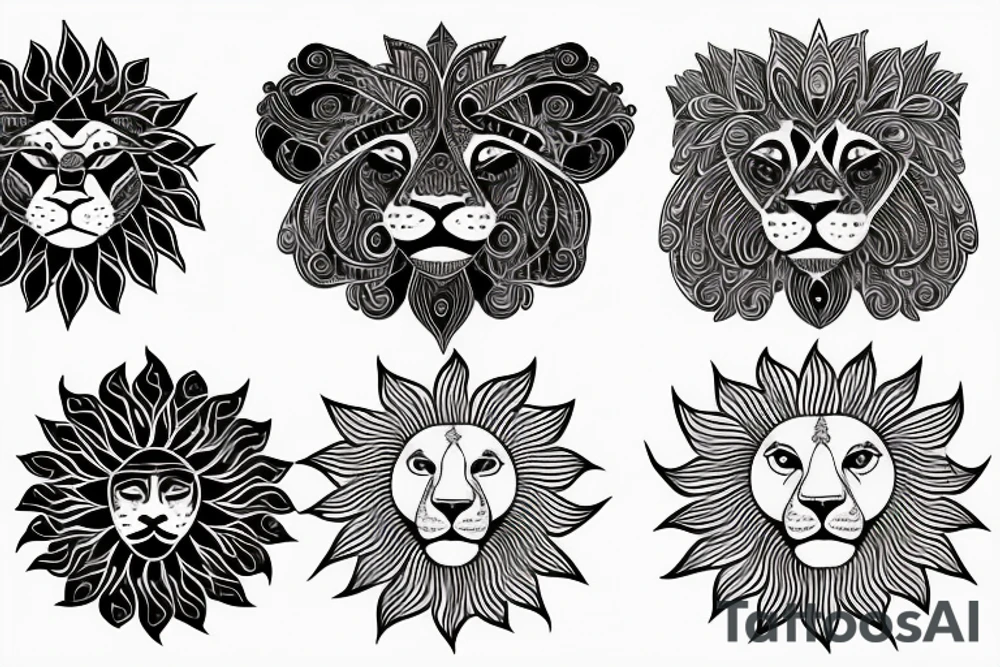 Lion sun tattoo idea