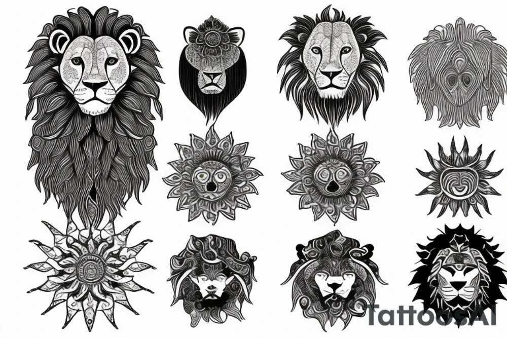 Lion sun tattoo idea