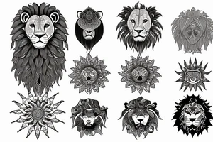 Lion sun tattoo idea