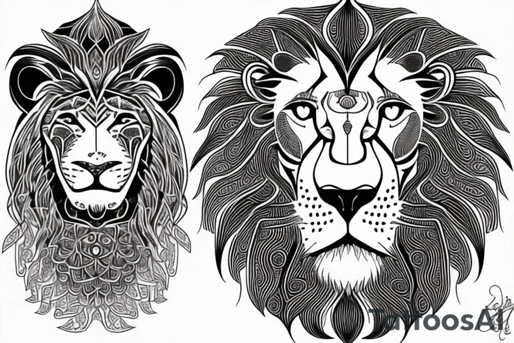 Lion sun tattoo idea