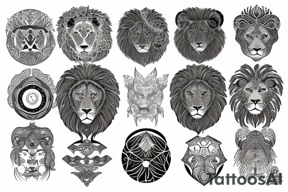 Lion sun tattoo idea