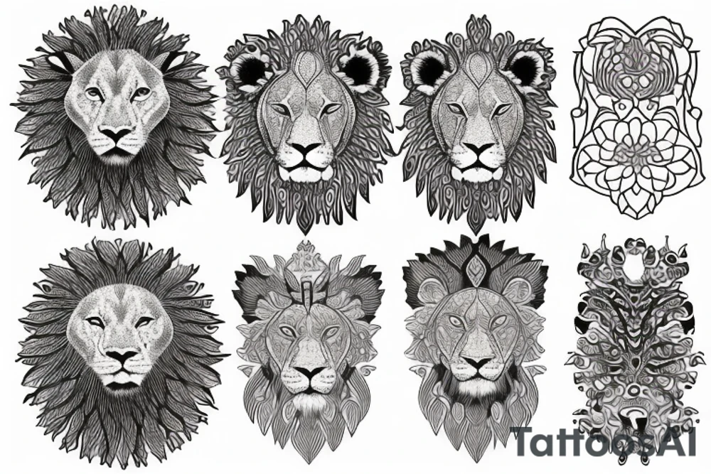 Lion sun tattoo idea