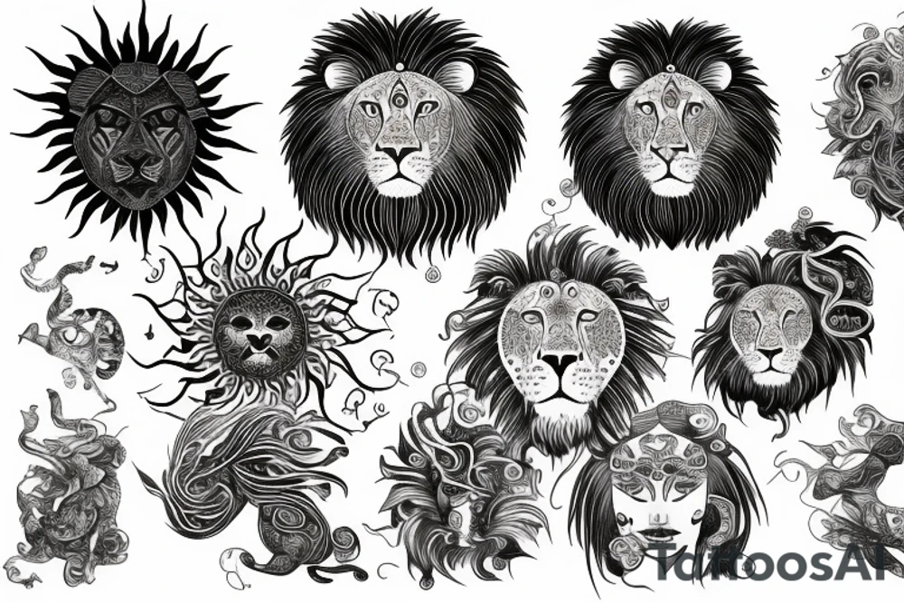 Lion sun tattoo idea