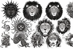 Lion sun tattoo idea