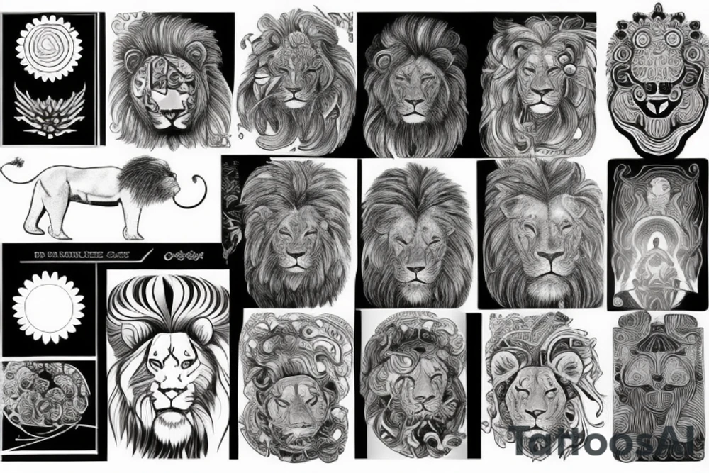 Lion sun tattoo idea