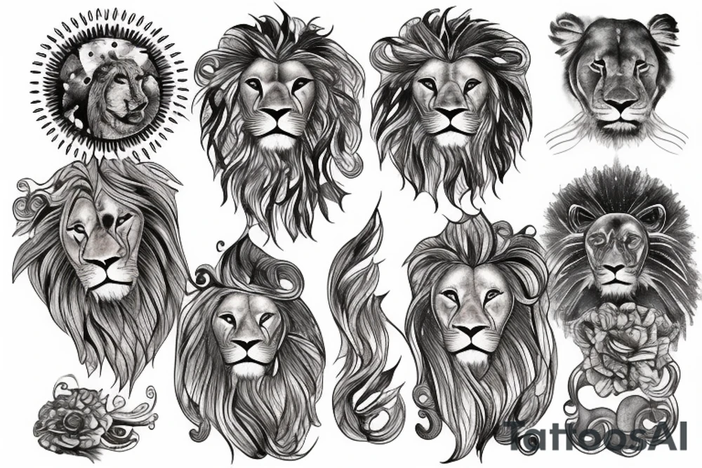 Lion sun tattoo idea