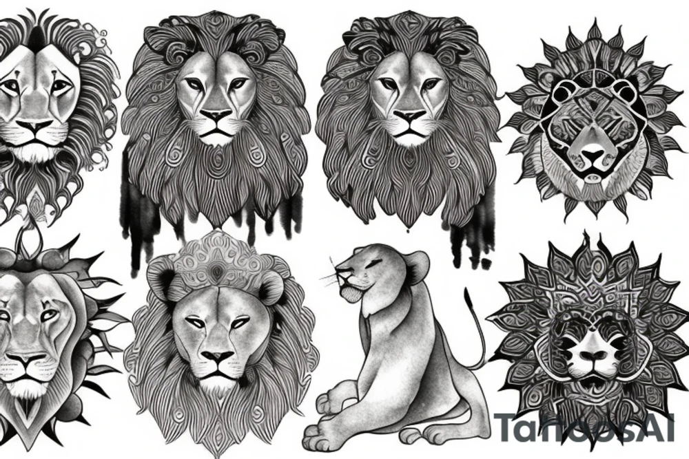 Lion sun tattoo idea