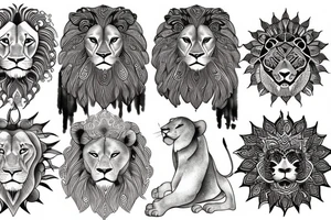 Lion sun tattoo idea