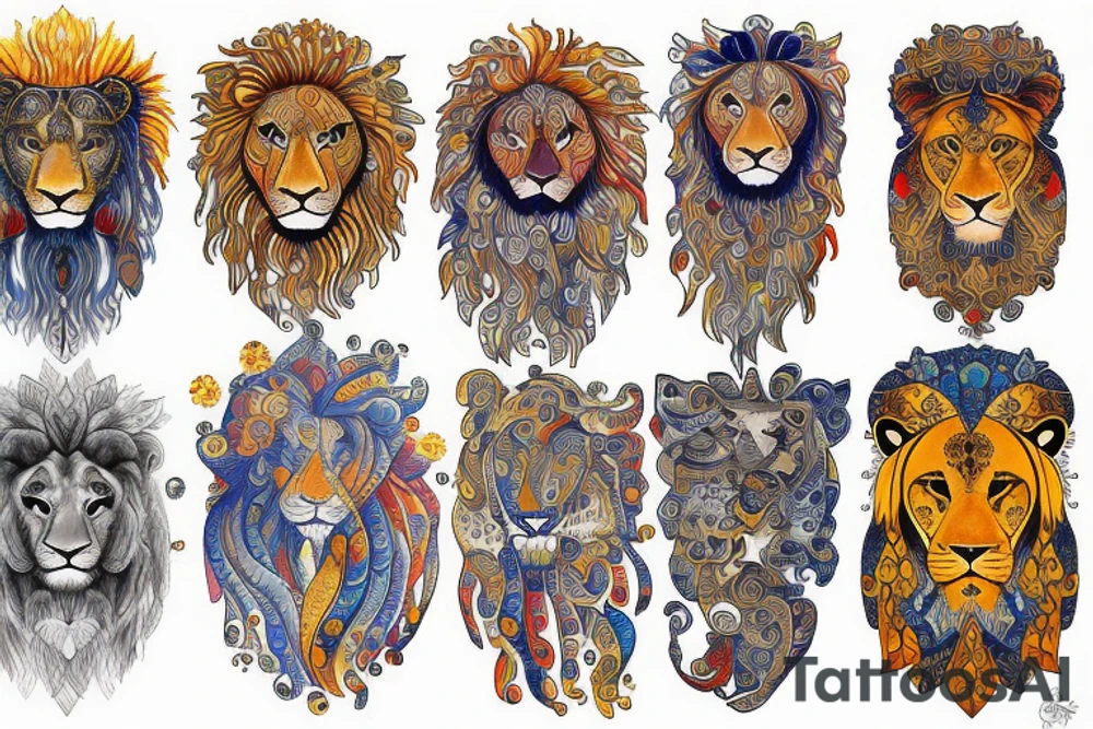 Lion sun tattoo idea