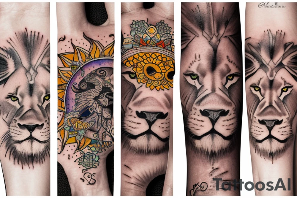 Lion sun tattoo idea