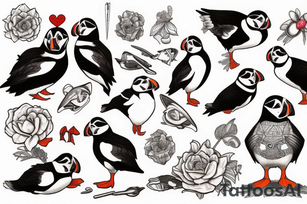 Puffin sitting tattoo idea