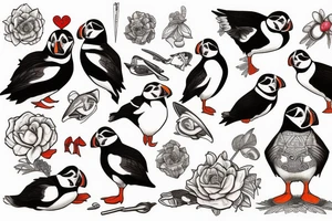 Puffin sitting tattoo idea