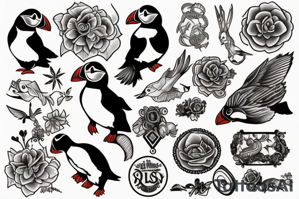 Puffin sitting tattoo idea