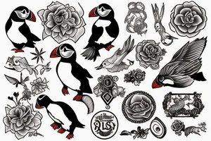 Puffin sitting tattoo idea