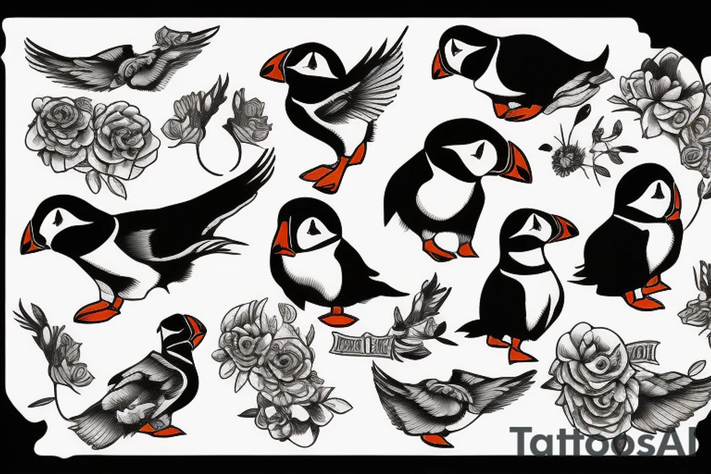 Puffin sitting tattoo idea