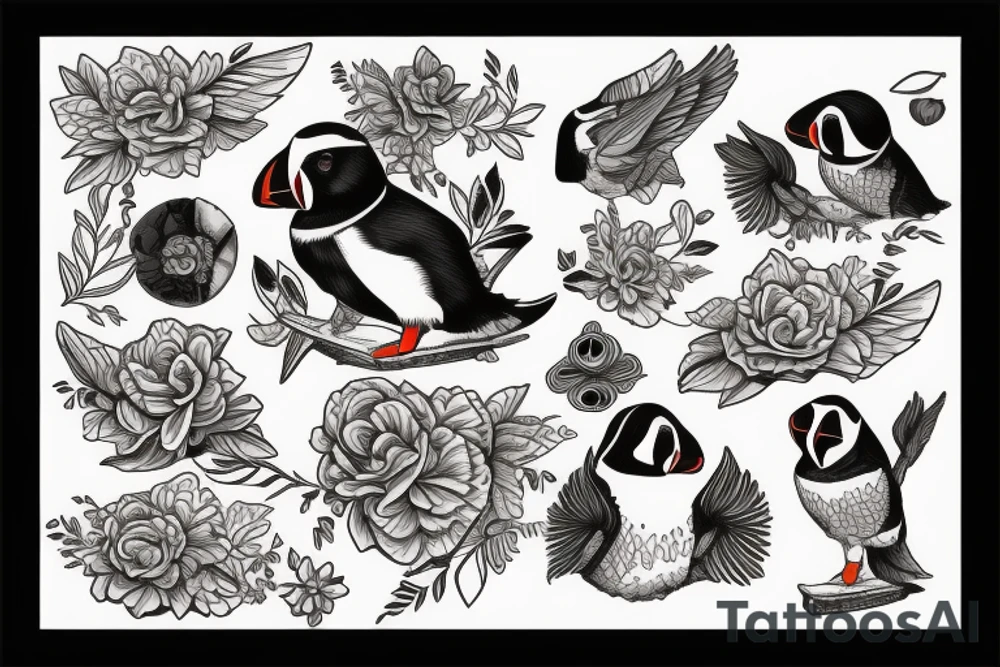 Puffin sitting tattoo idea