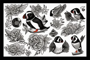Puffin sitting tattoo idea