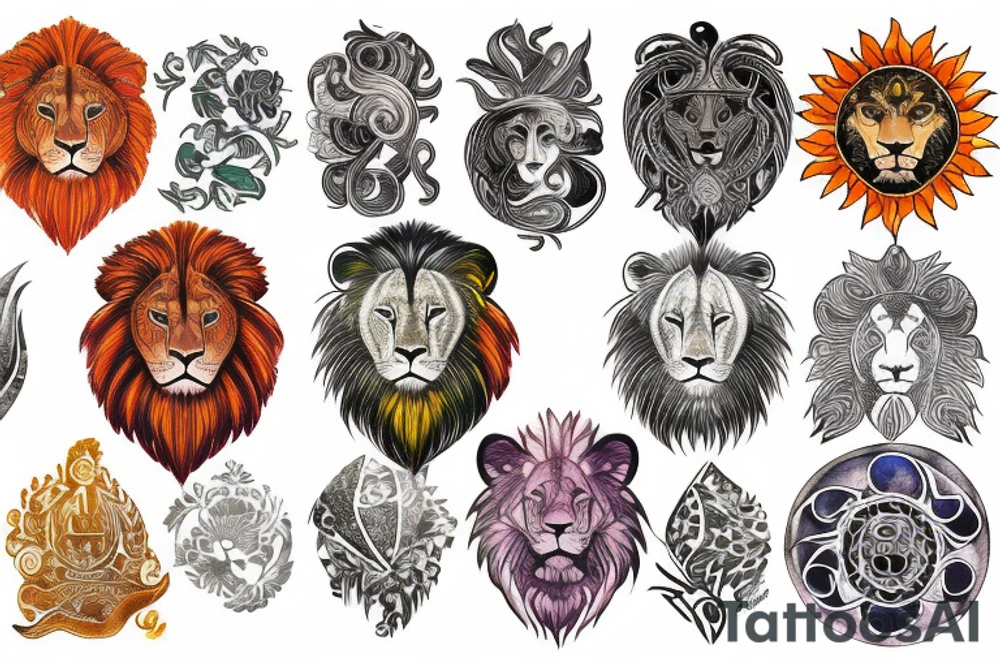 Lion sun tattoo idea