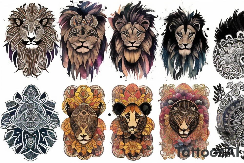 Lion sun tattoo idea